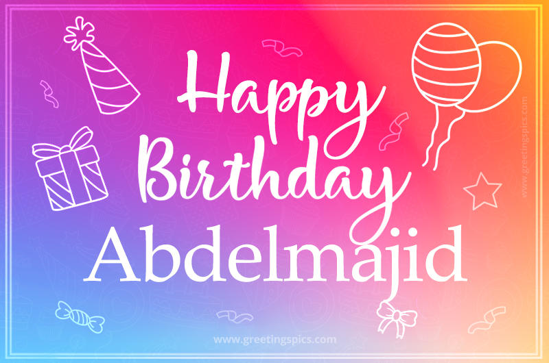 Colorful Happy Birthday Card For Abdelmajid