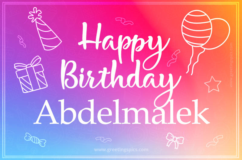 Colorful Happy Birthday Card For Abdelmalek