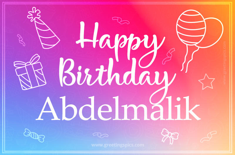 Colorful Happy Birthday Card For Abdelmalik