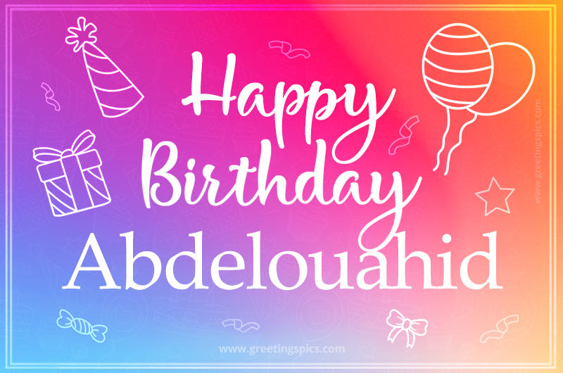 Colorful Happy Birthday Card For Abdelouahid