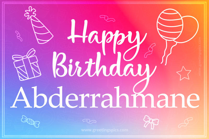 Colorful Happy Birthday Card For Abderrahmane