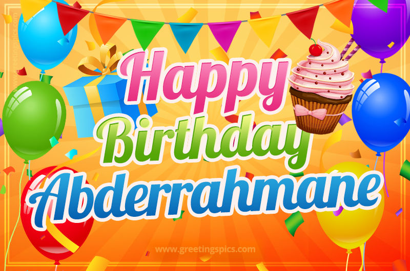 Happy Birthday Abderrahmane eCard with gift box and cupcake