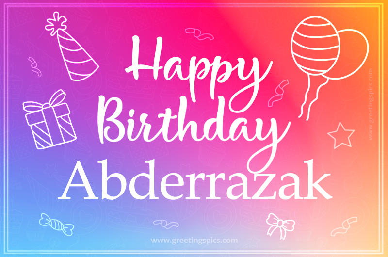 Colorful Happy Birthday Card For Abderrazak