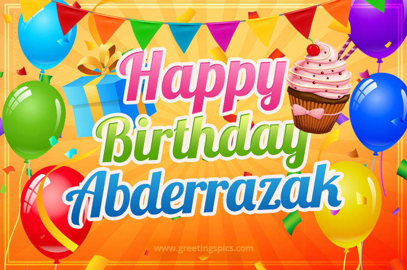 Happy Birthday Abderrazak eCard with gift box and cupcake