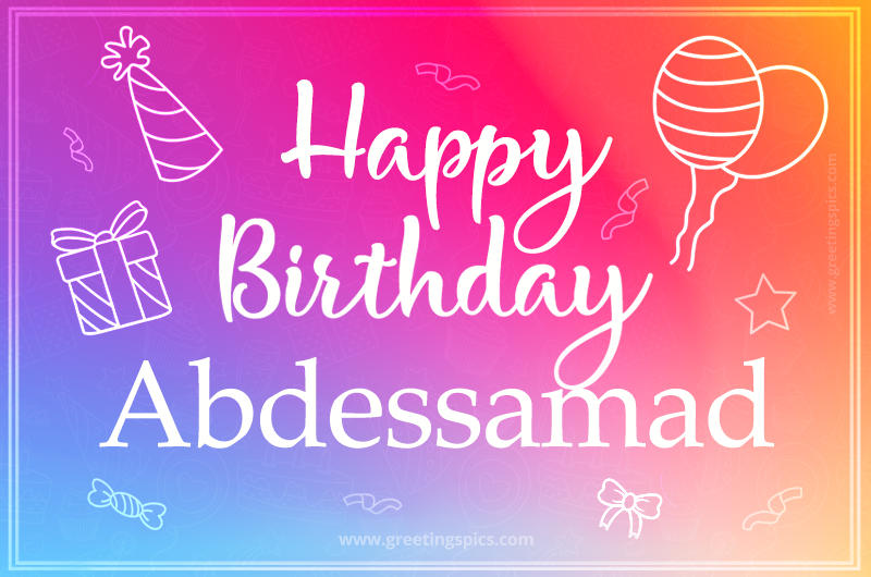 Colorful Happy Birthday Card For Abdessamad