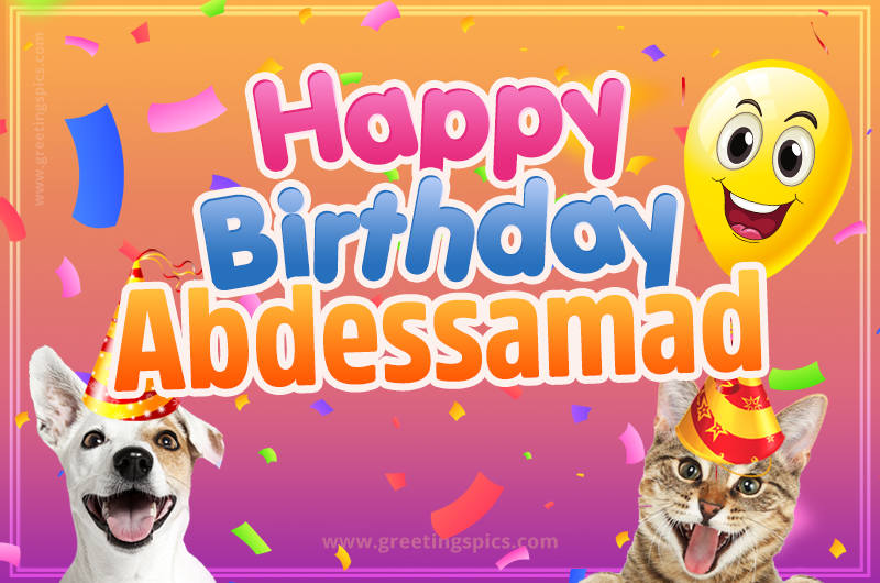 Happy Birthday Abdessamad Funny Image with cat and dog