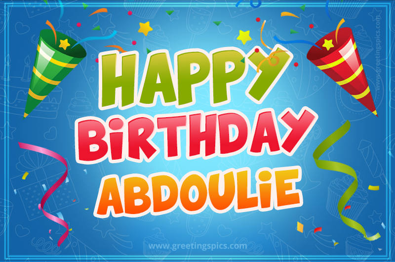 Happy Birthday Abdoulie picture with confetti and party poppers