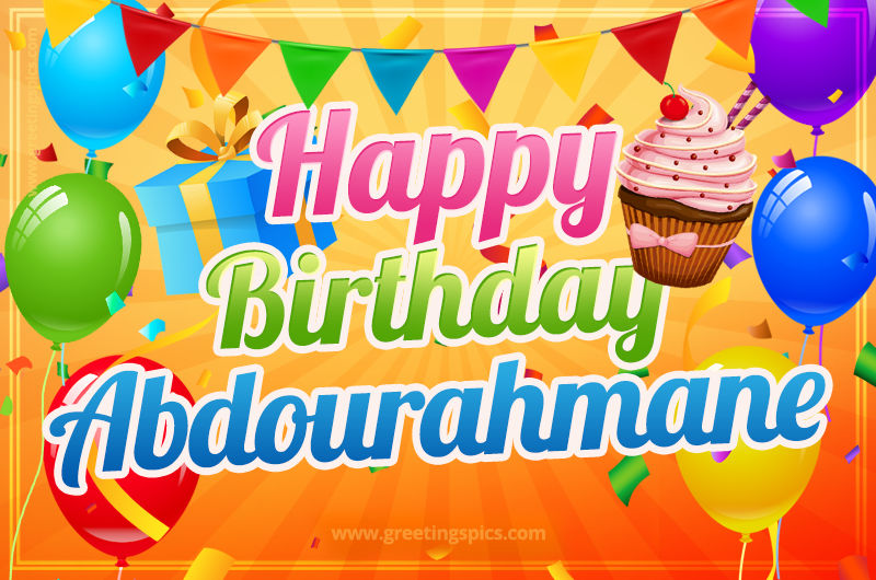 Happy Birthday Abdourahmane eCard with gift box and cupcake