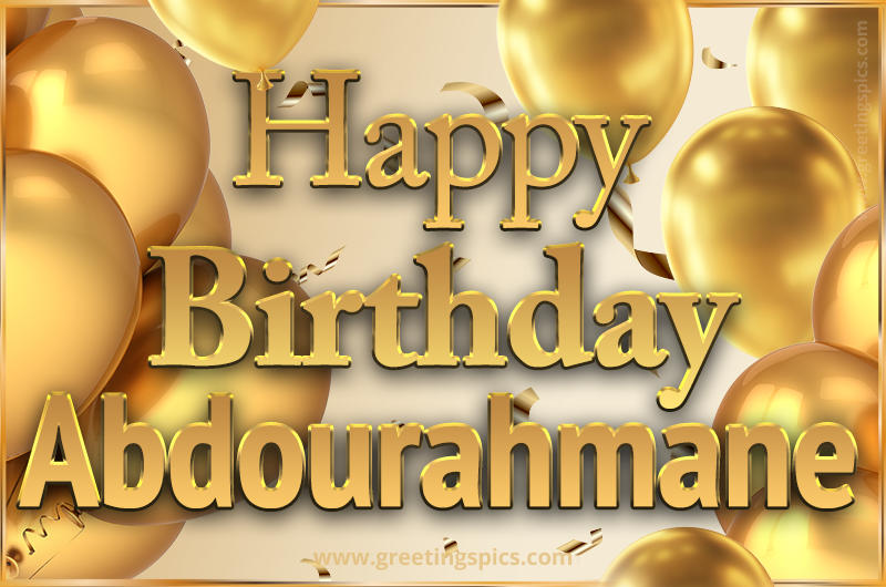 Happy Birthday Abdourahmane Card with golden confetti and balloons