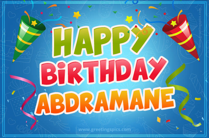 Happy Birthday Abdramane picture with confetti and party poppers