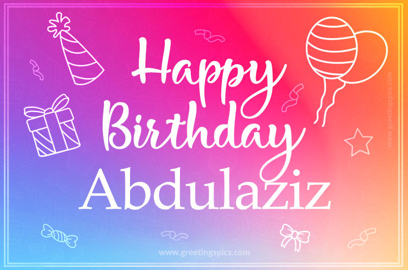 Colorful Happy Birthday Card For Abdulaziz