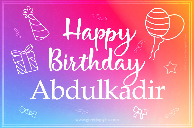 Colorful Happy Birthday Card For Abdulkadir