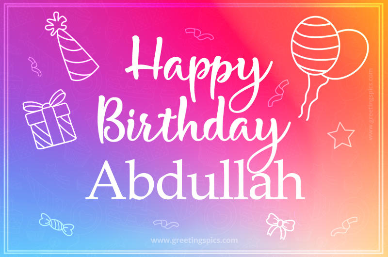 Colorful Happy Birthday Card For Abdullah