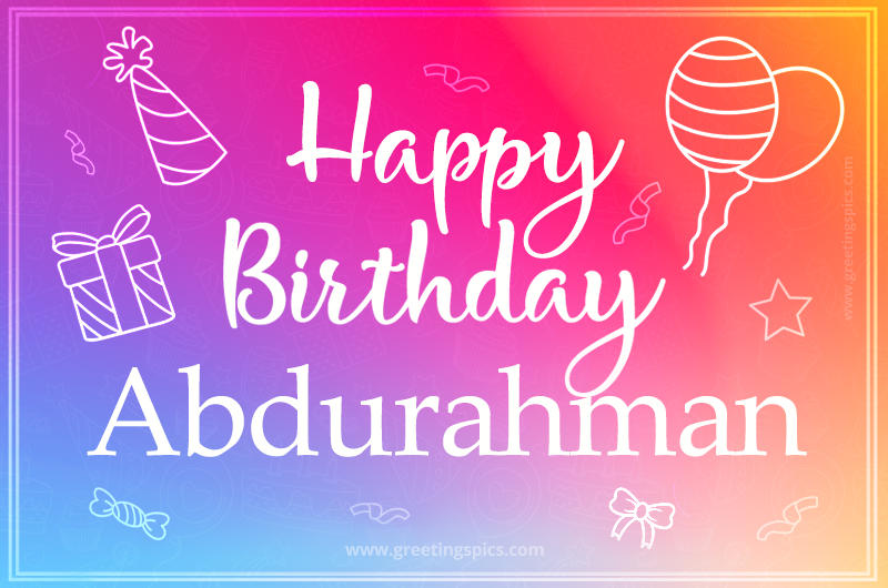 Colorful Happy Birthday Card For Abdurahman