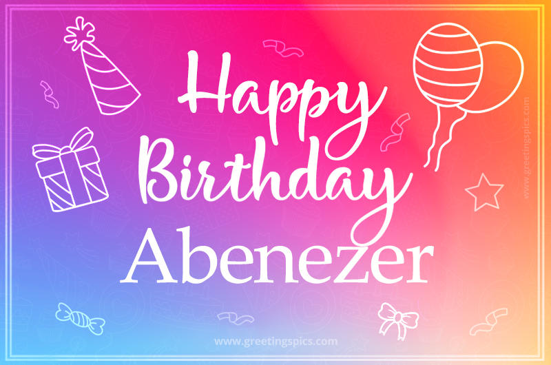 Colorful Happy Birthday Card For Abenezer