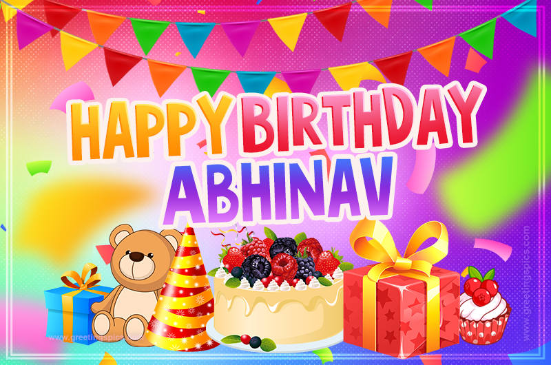 Bright card with Wishes for a Happy Birthday for Abhinav