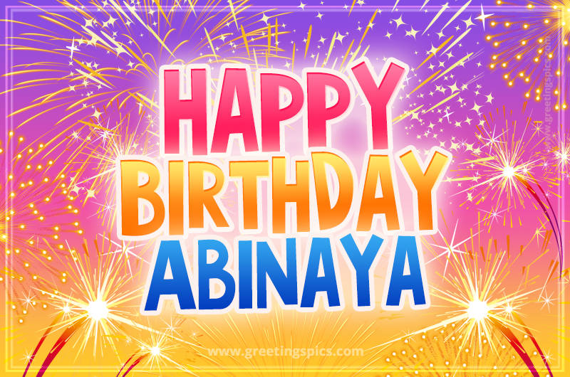 Happy Birthday Abinaya Picture with fireworks