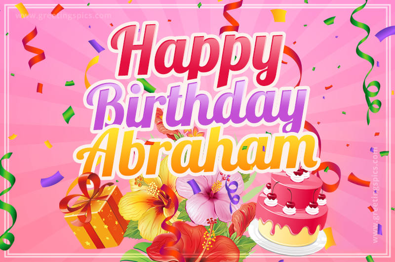 Beautiful Birthday Card for Abraham with pink background