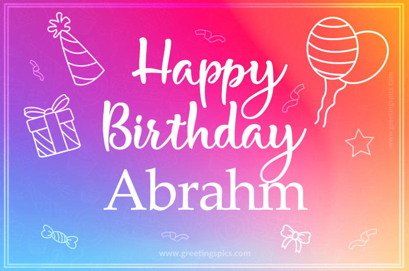 Colorful Happy Birthday Card For Abrahm