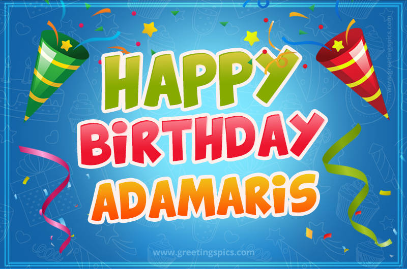 Happy Birthday Adamaris picture with confetti and party poppers