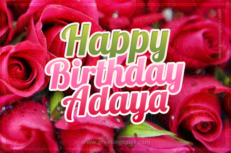 Happy Birthday Adaya beautiful Image with red roses