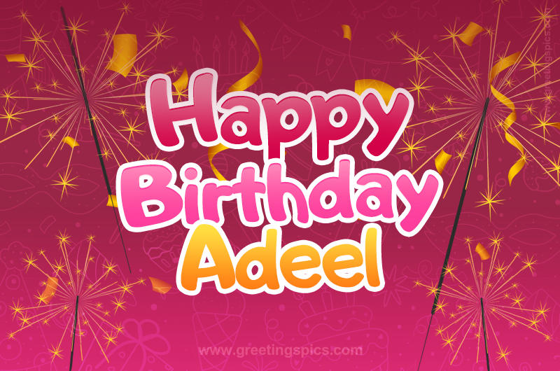 Happy Birthday Adeel Image with sparklers