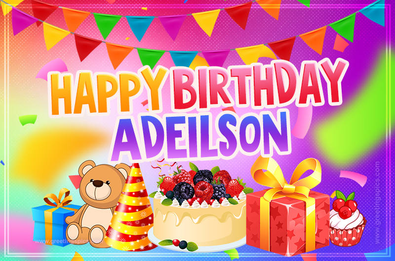 Bright card with Wishes for a Happy Birthday for Adeilson