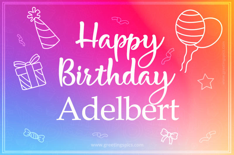 Colorful Happy Birthday Card For Adelbert