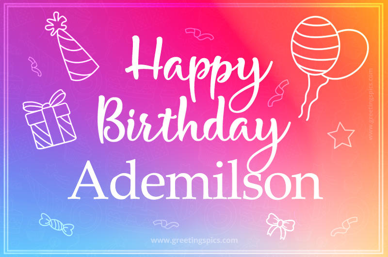 Colorful Happy Birthday Card For Ademilson