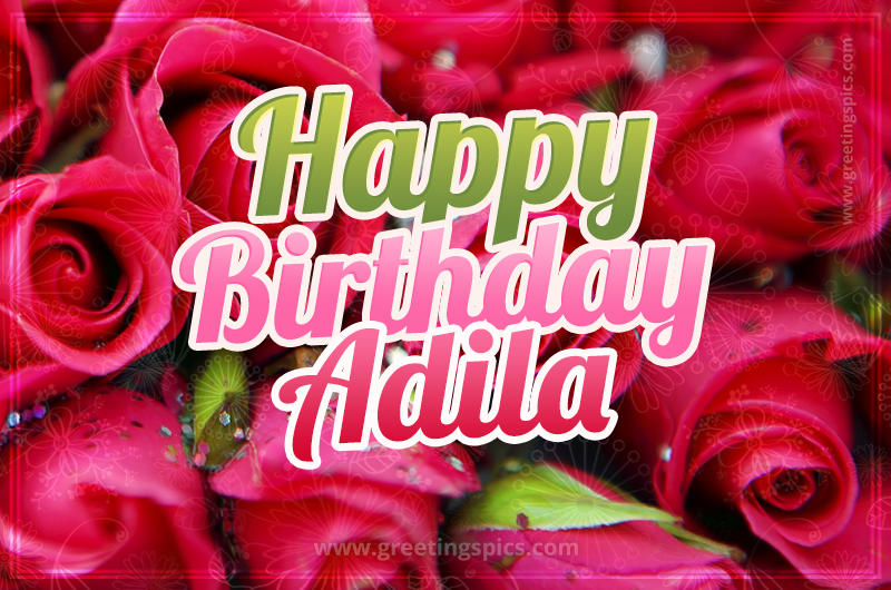 Happy Birthday Adila beautiful Image with red roses