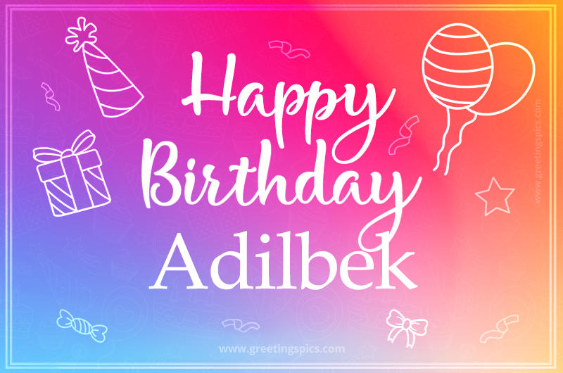 Colorful Happy Birthday Card For Adilbek