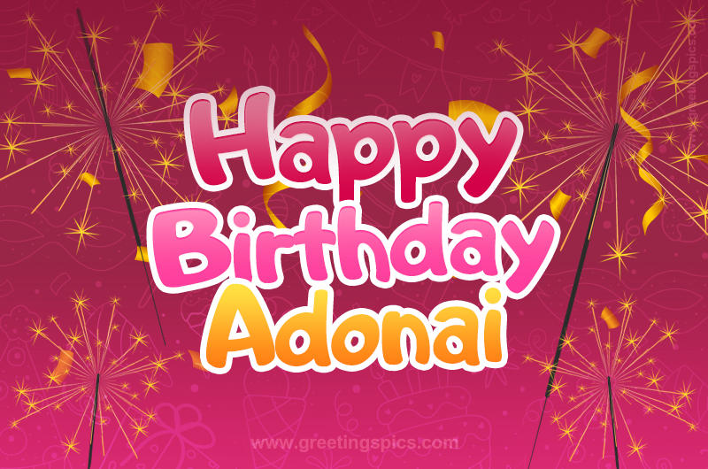 Happy Birthday Adonai Image with sparklers