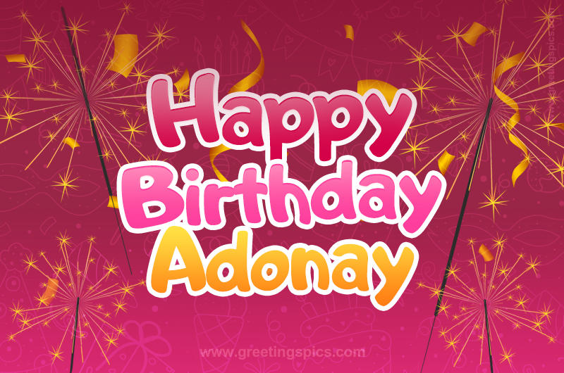 Happy Birthday Adonay Image with sparklers