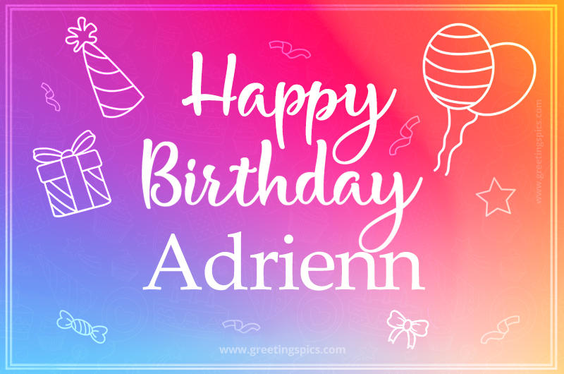 Colorful Happy Birthday Card For Adrienn