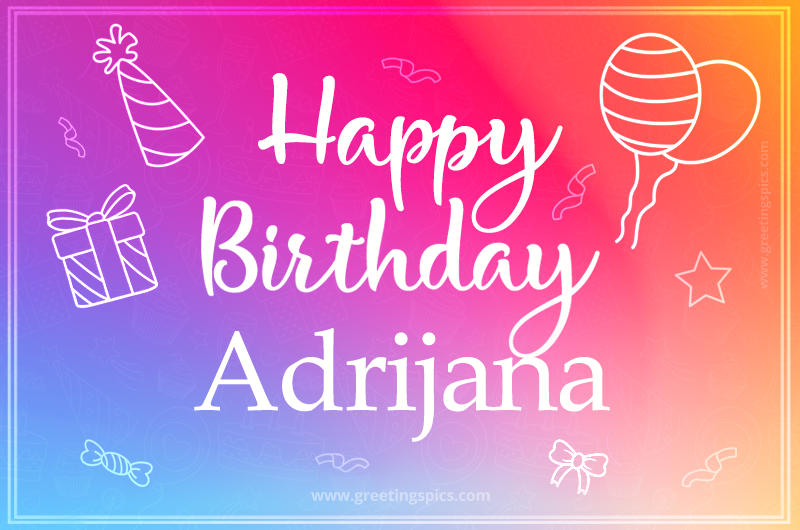 Colorful Happy Birthday Card For Adrijana