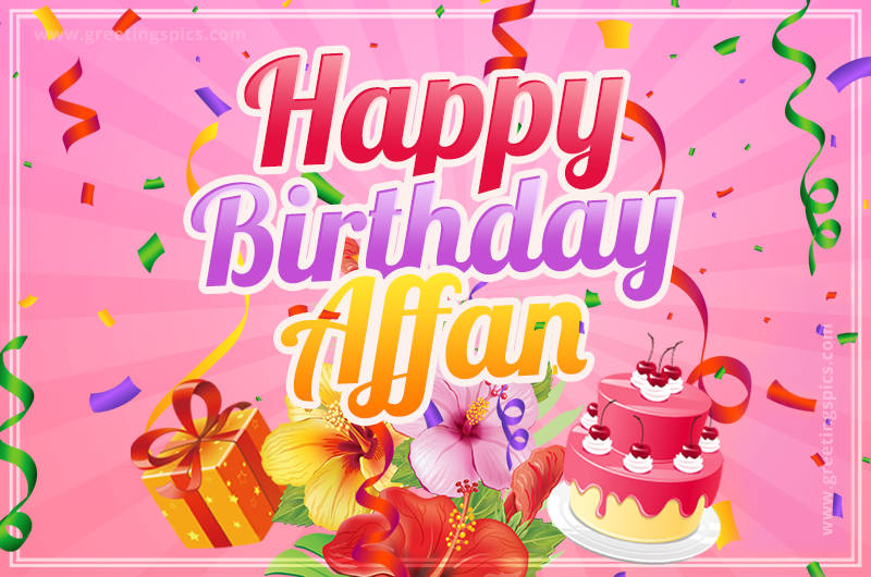 Beautiful Birthday Card for Affan with pink background