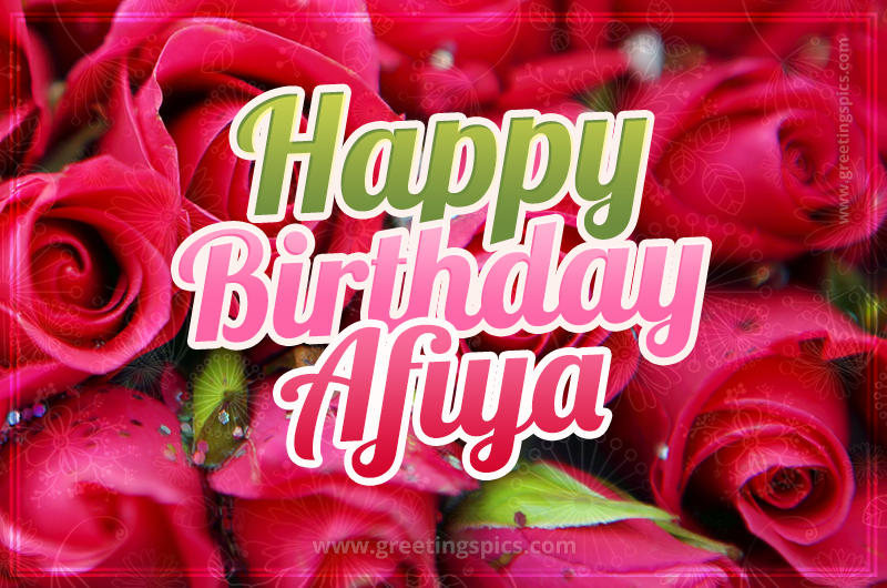 Happy Birthday Afiya beautiful Image with red roses