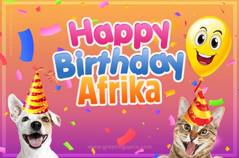 Happy Birthday Afrika Funny Image with cat and dog