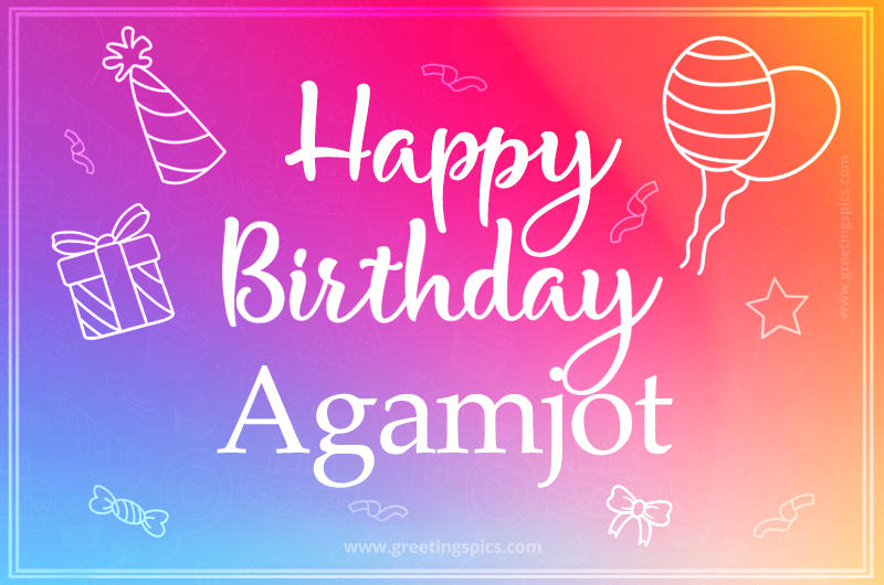 Colorful Happy Birthday Card For Agamjot