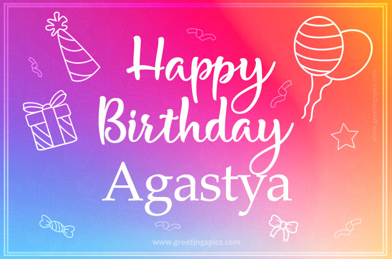 Colorful Happy Birthday Card For Agastya