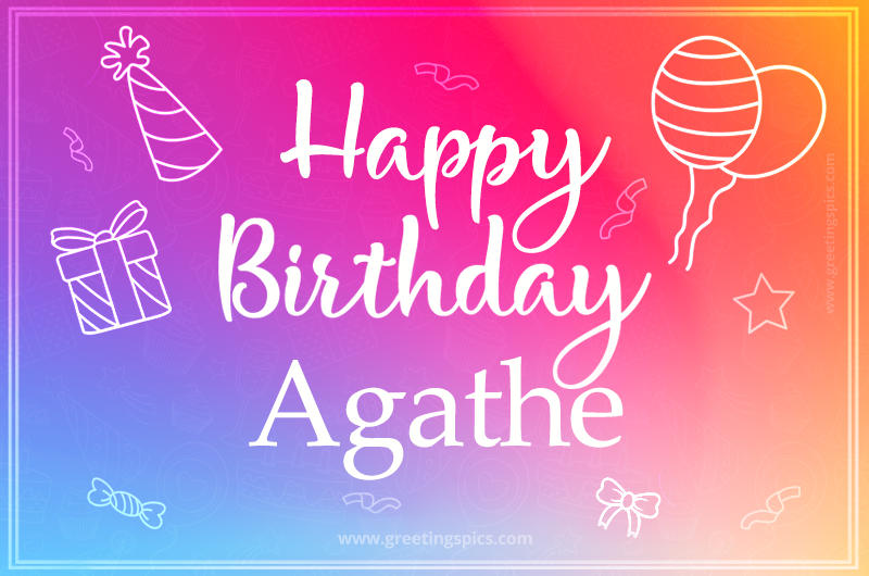 Colorful Happy Birthday Card For Agathe