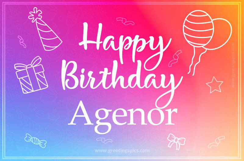 Colorful Happy Birthday Card For Agenor