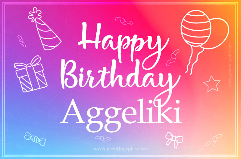 Colorful Happy Birthday Card For Aggeliki