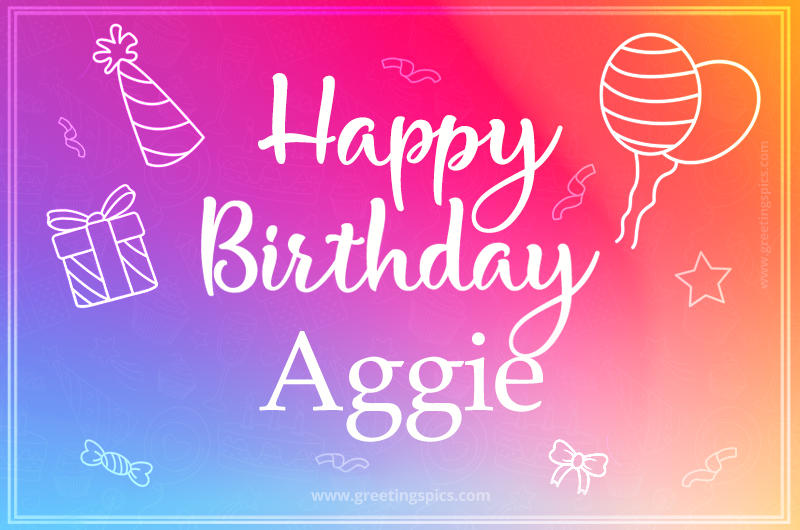 Colorful Happy Birthday Card For Aggie