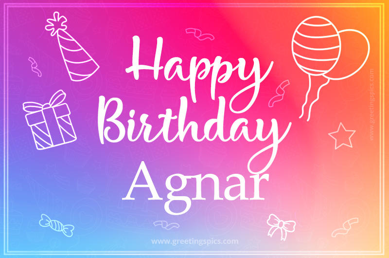 Colorful Happy Birthday Card For Agnar