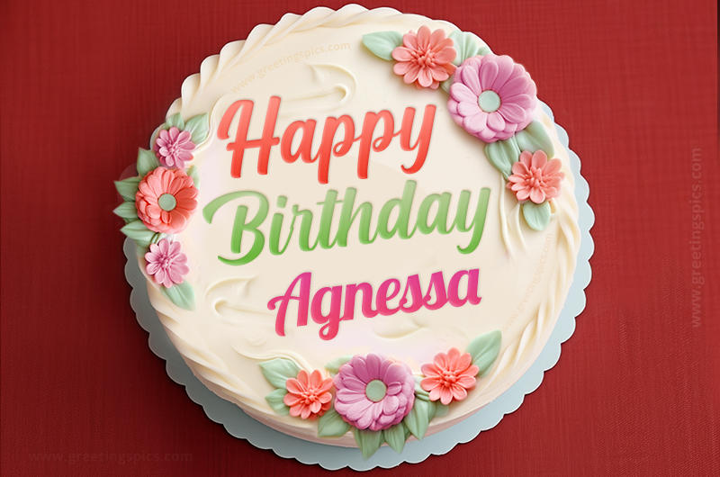 Happy Birthday Agnessa Cake Image With Name