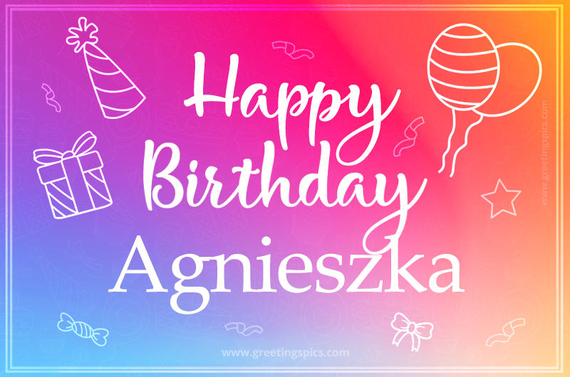 Colorful Happy Birthday Card For Agnieszka