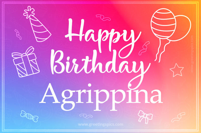 Colorful Happy Birthday Card For Agrippina