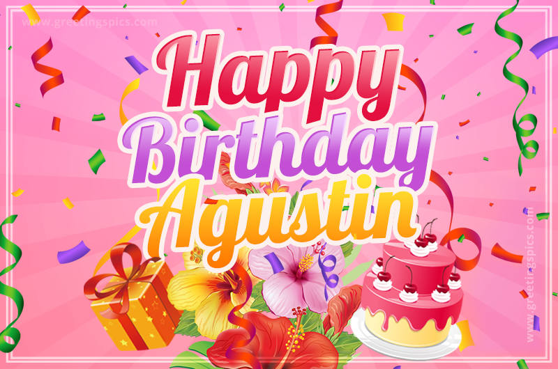 Beautiful Birthday Card for Agustin with pink background