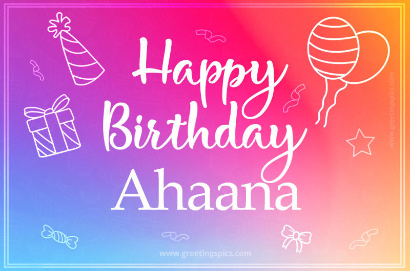 Colorful Happy Birthday Card For Ahaana